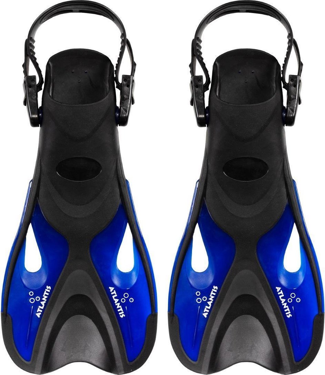Atlantis Dolphin - Flippers - Zwemvliezen - Verstelbare Hielstrap - Voor Zwemmen & Snorkelen - Volwassenen - Zwart/Blauw - 36-41