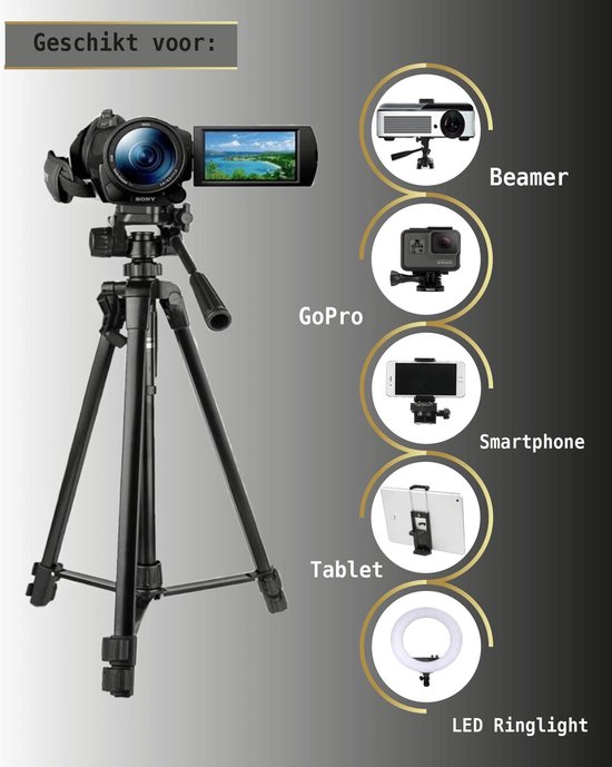 SEFID LT750-B Camera en telefoon statief - Smartphone Tripod met houder iphone , samsung , fotocamera , Ipad en tablet standaard - SEFID®