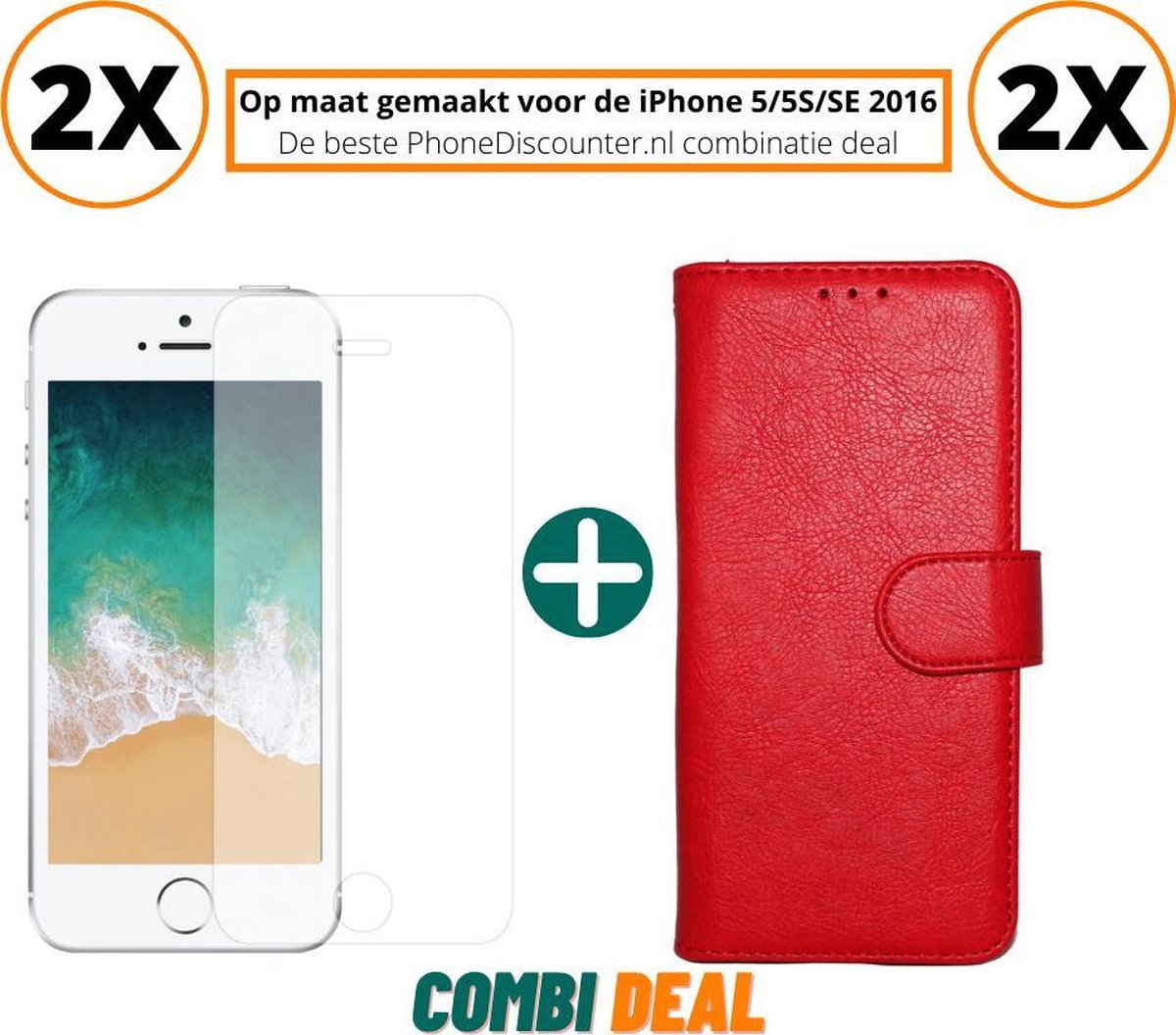 Fooniq Telefoonhoesje - Book Case - Geschikt Voor Apple IPhone 5 - Rood