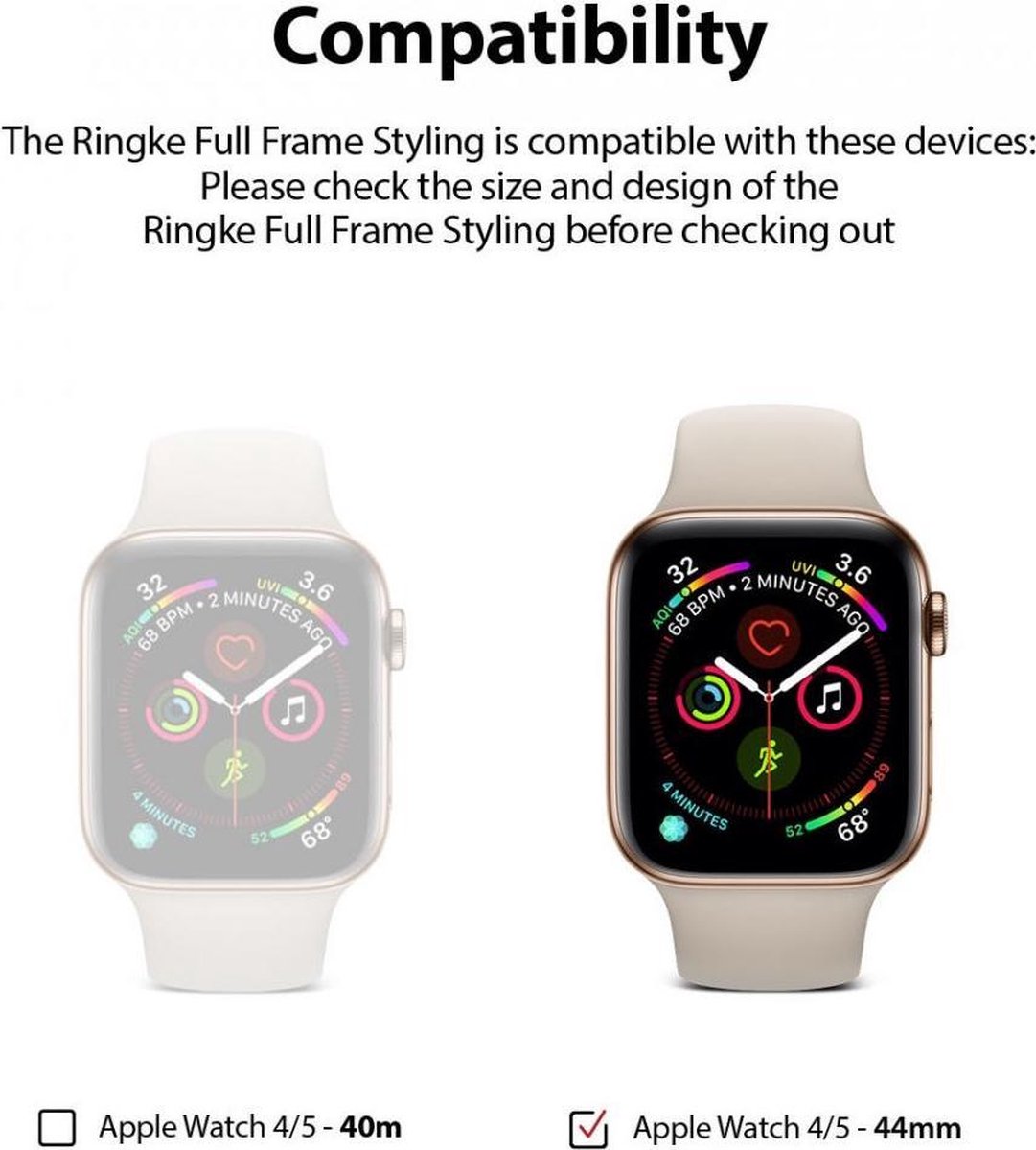 Ringke Full Frame Styling Apple Watch 44MM Case Roestvrij Staal Zwart bol