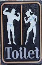 Wandbord – Toilet sportschool - Vintage Retro - Mancave - Wand Decoratie - Emaille - Reclame Bord - Tekst - Grappig - Metalen bord - Schuur - Mannen Cadeau - Bar - Café - Kamer - T
