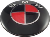 BMW Embleem Logo 82mm Motorkap Zwart-Rood Carbon