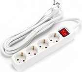 Verlengsnoer met Schakelaar - Aigi Antris - 3680W - 4 Stopcontacten - 3 Meter - Wit | Nederland - BSE