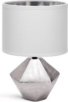 LED Tafellamp - Tafelverlichting - Aigi Uynimo XL - E14 Fitting - Rond - Mat Wit/Zilver - Keramiek - BES LED