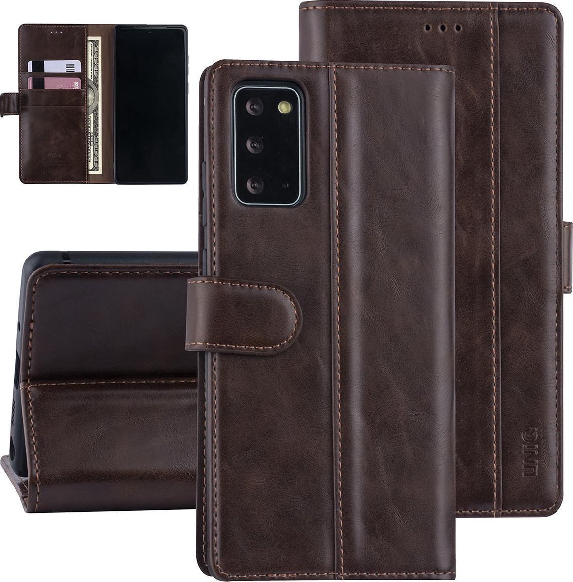 DonkerBruin hoesje Samsung Galaxy Note 20 - Book Case - PU leather