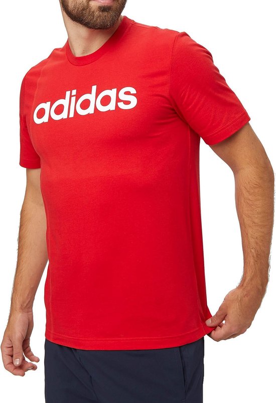 Adidas Essentials Linear Shirt Rood Heren | bol.com