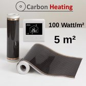 Duurzame Carbon vloerverwarming folie - oppervlakte 5 m² - 100W/m² - 230V - incl WIFI thermostaat - doe het zelf pakket