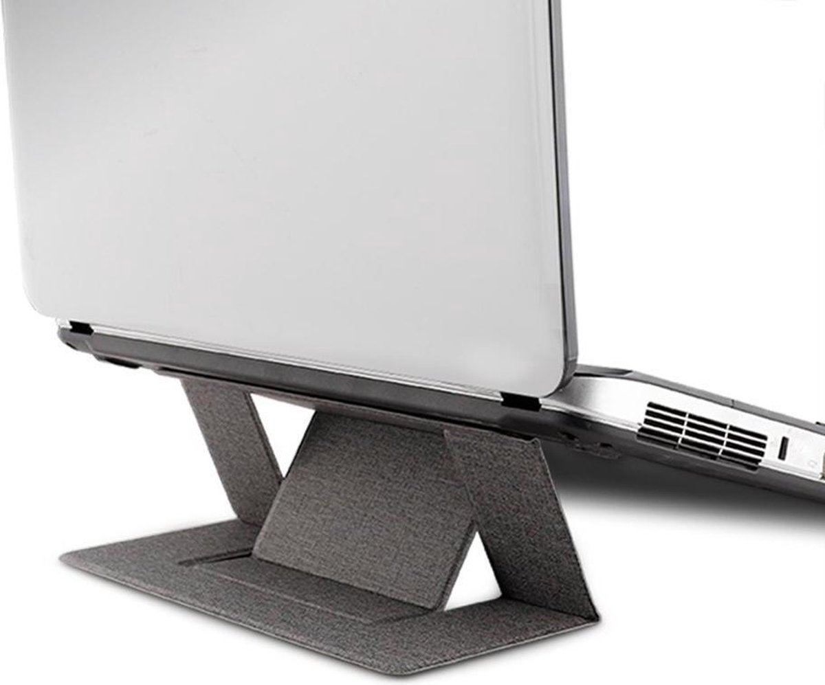 Salext Laptop standaard zelfklevend - Laptop stand sticker - Opvouwbaar - Invisble - Grijs