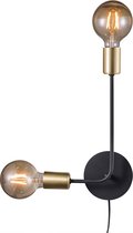 Nordlux Josefine wandlamp | 36x23 cm | 2x E27 | gouden details | zwart