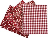 Patchwork stof, rood, 45x55 cm, 100 gr, 4 stuk, 1 bol