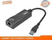GR4IT ET1G - Gigabit USB 3.0 ethernet-adapter - Zwart - 1000 Mbps - Fast Gigabit Hub