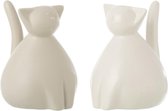 J-Line Kat Zittend Porselein Wit/Grijs Large Assortiment Van 2