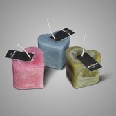 Brynxz CANDLE HEART SPRING S set van 3 groen/roze/blauw