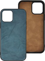 iPhone 12 Pro Max Hoesje - iPhone 12 Pro Max hoesje Echt leer Back Cover P Case Washed Turquoise