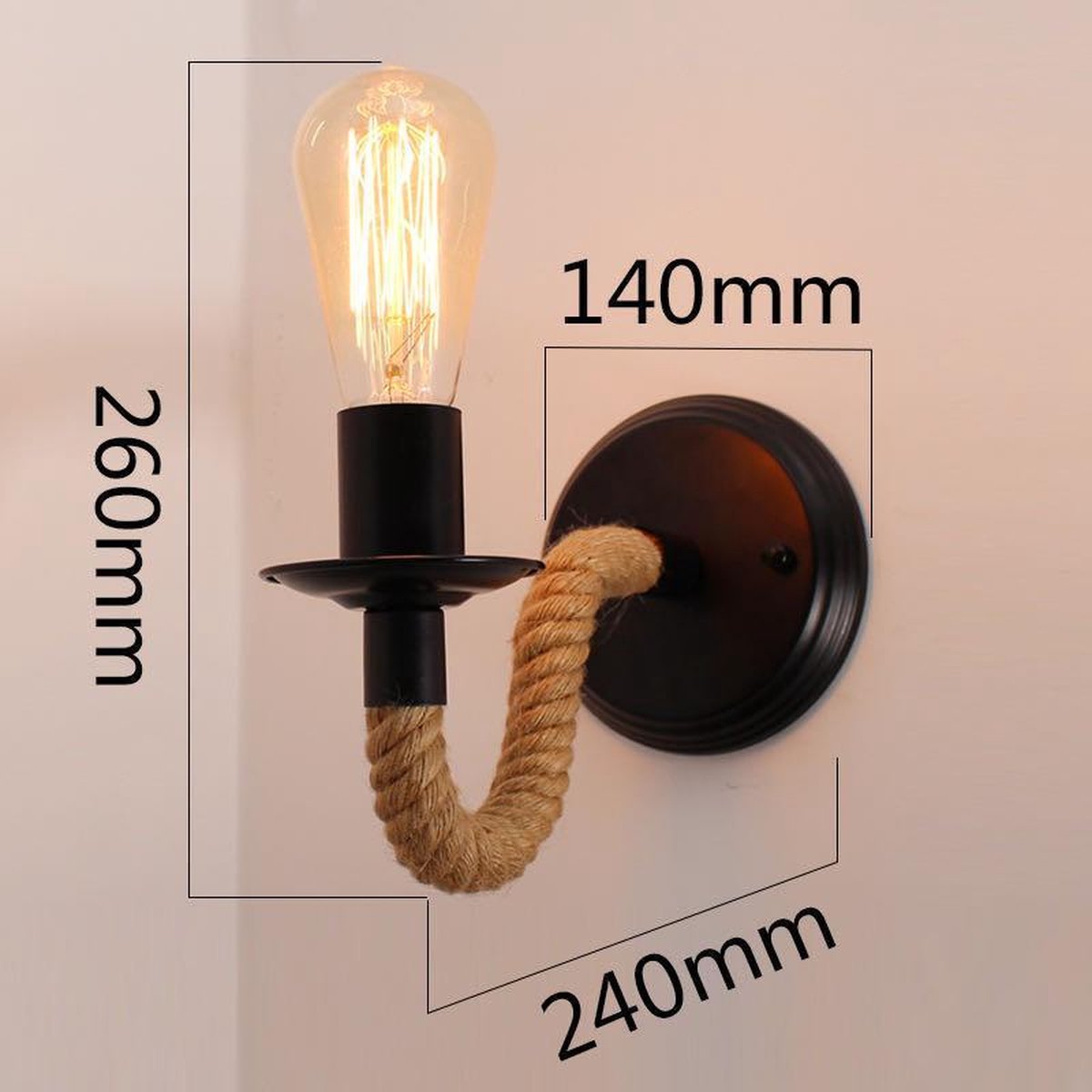 Wandlamp - Staand - Touwlamp - Wandlamp binnen - Bedlamp - Leeslamp - Lamp  - E27 fitting | bol.com