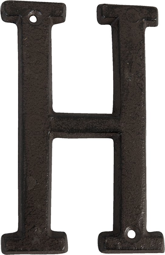 Clayre & Eef IJzeren Letter H 13 cm Bruin Ijzer Decoratie Letters