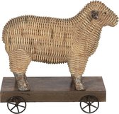 Clayre & Eef Decoratie Beeld Schaap 20*8*17 cm Bruin Kunststof Decoratief Figuur Decoratieve Accessoires Woonaccessoires