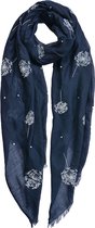 Melady Sjaal Dames Print 70*180 cm Blauw Synthetisch Shawl Dames Sjaal
