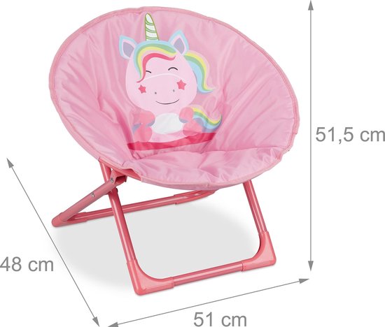 Relaxdays kinderstoel moon chair - inklapbaar - binnen - buiten - eenhoorn - HBD 48x51x48 cm - roze van Relaxdays — afbeelding 3