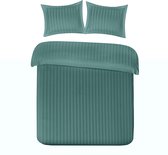 Luxe Katoen/Satijn Lits-jumeaux Dekbedovertrek Satin Stripe Groen | 240x200/220 | Luxe En Comfortabel | Hoogwaardige Kwaliteit