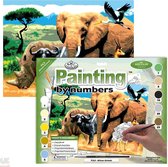 Schilderen Op Nummer - Paint By Number - Volwassenen - Dieren -  Dieren in Afrika - 28,6x39cm