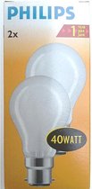 Philips Standaardlamp Mat 40W B22 Gloeilamp Bajonet-Fitting (2 stuks)