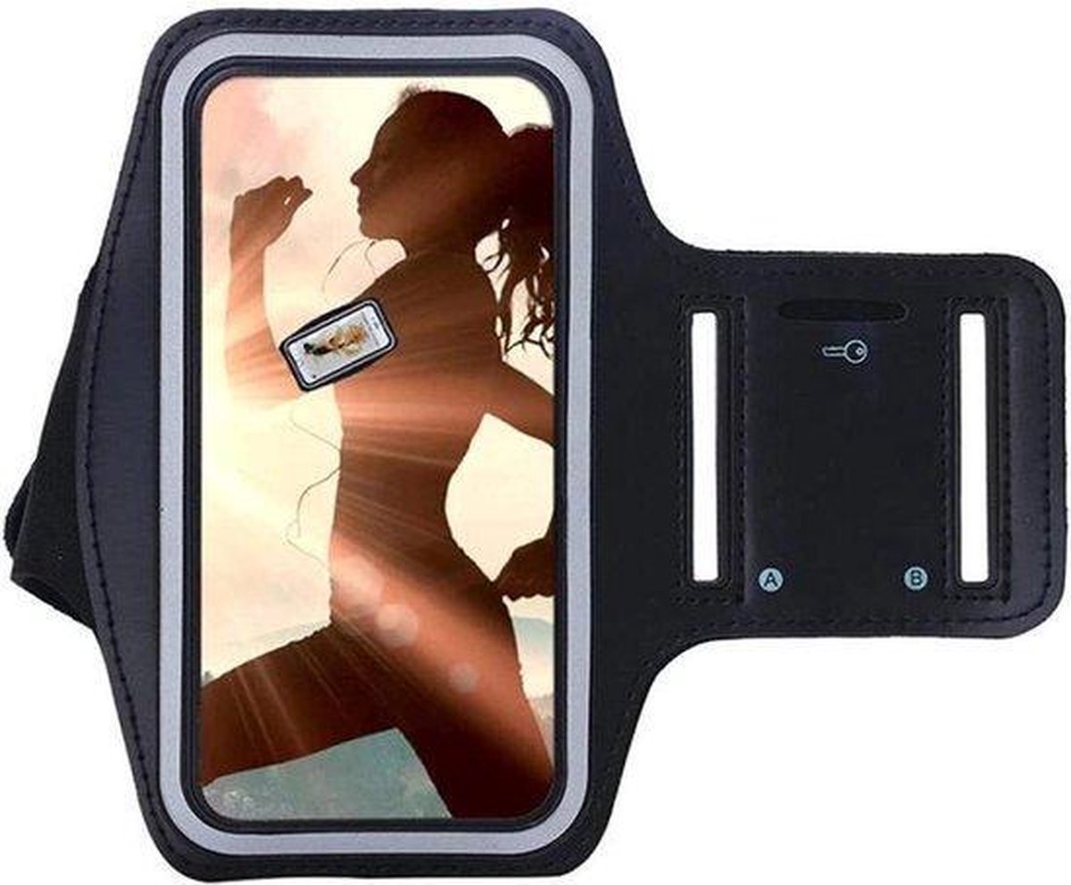 Sportarmband - Zwart - Spatwaterdicht - 1 sleutelhouder - Reflecterend - Hardlooparmband - Telefoonarmband - Hardloop Telefoonhouder Geschikt voor: Samsung Galaxy S21