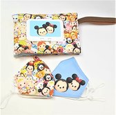 Preventiepakket 4 in 1 - Set  van 2 Mondkapjes - Hand Sanitizer -  Natte Doekjes - Tissues -  Kleine Multifunctionele opbergtas/Etui/Make-Up tas - Tsum Tsum