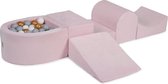 Ballenbakje.nl® Foam Speelset met ballenbak Roze incl 100 Ballen: Wit, Grijs, Goud