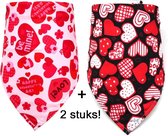 2 honden sjawls Valentijn - 2 sjaaltjes hals hond Valentijnsdag - honden halsdoek 2 stuks - honden kleding - honden accessoire - honden bandana - Valentine's day verkleding hond - valentijnkl