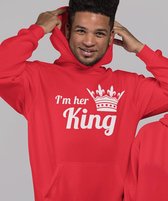 King / Queen Hoodie Rood I'm her King (King - Maat 3XL) | Koppel Cadeau | Valentijn Cadeautje voor hem & haar