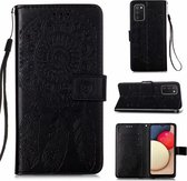 hoesje relief kunstleer voor Samsung Galaxy A50 - zwart relief kunstlederen design hoesje A50 - Samsung A50 Book case cover met ruimte voor pasjes