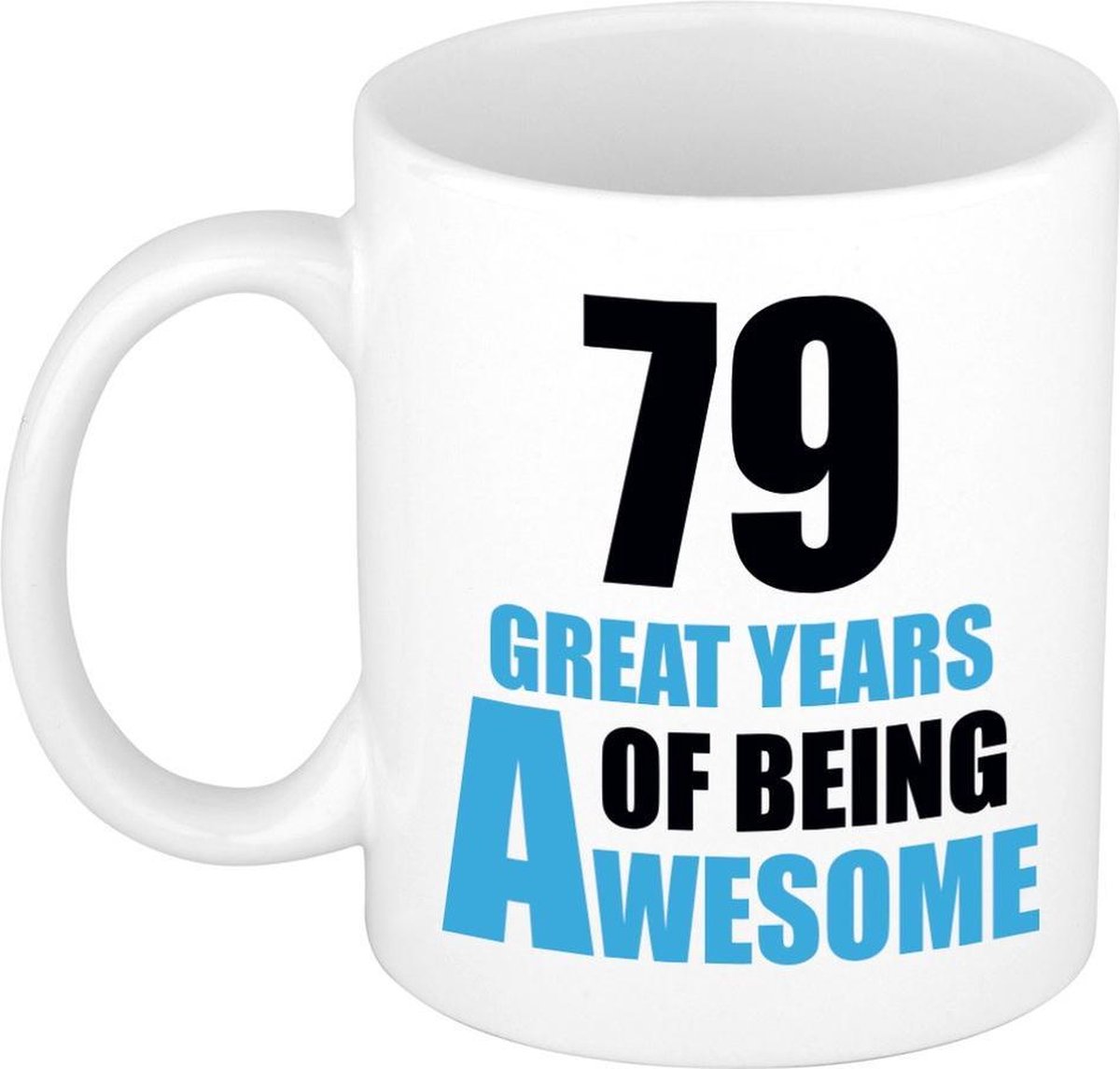 79 great years of being awesome cadeau mok / beker wit en blauw