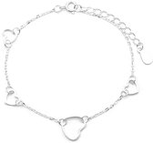 Dielay - Armband Dames - Hartjes - 925 Sterling Zilver - Lengte Verstelbaar 16-19 cm