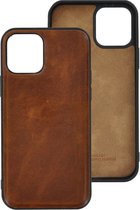 iPhone 12 Mini Hoesje - iPhone 12 Mini hoesje Echt leer Back Cover P Case Cognac Bruin