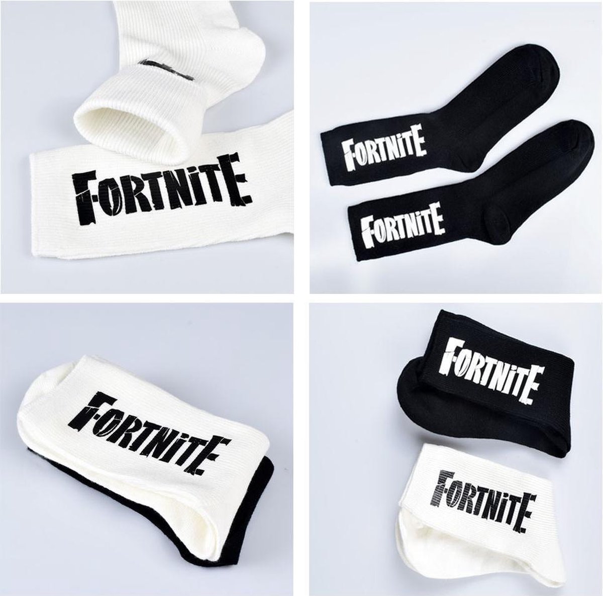 Fortnite sokken - FORTNITE - sokken - leuke sokken - games - Fortnite fan - zwart of wit