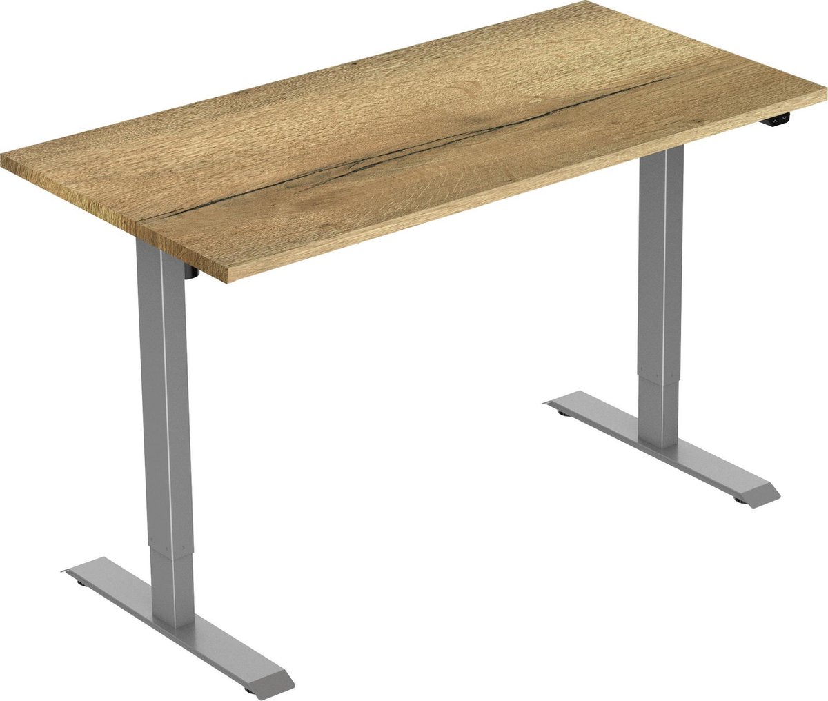 Euroseats Active zit sta bureau elektrisch 120 x 80 cm grijs frame Natuur eiken werkblad- ergonomisch bureau verstelbaar bureau