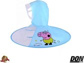 Kinderregenjas Herbruikbaar – PVC Poncho Regenjas – Blauw – Biggetje Ontwerp – Hands Free Kinderen regenponcho - Opvouwbare UFO paraplu cap voor kinderen - Herbruikbaar