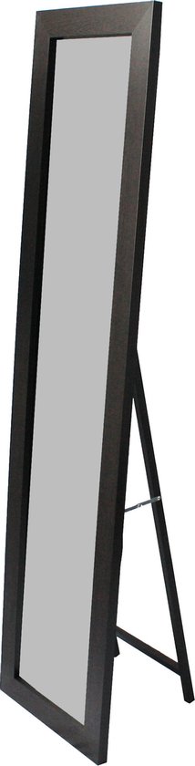 Lowander staande spiegel 160x40 cm - Passpiegel staand - Spiegels - Zwart  houten lijst | bol.com