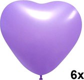 Hartjes ballonnen lavendel, 6 stuks, 25cm