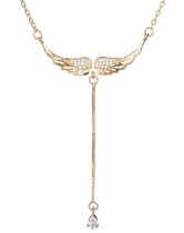 Schitterende Gold Plated Zilveren Halsketting met Engelenvleugels