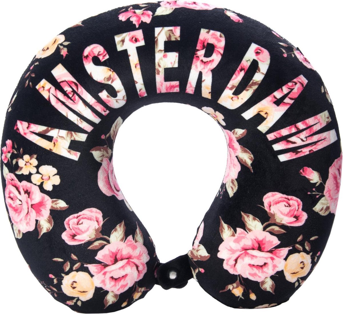 Robin Ruth - Nekkussen - Amsterdam - Bloemen roze - Reis kussen - Voor Auto en Vliegtuig