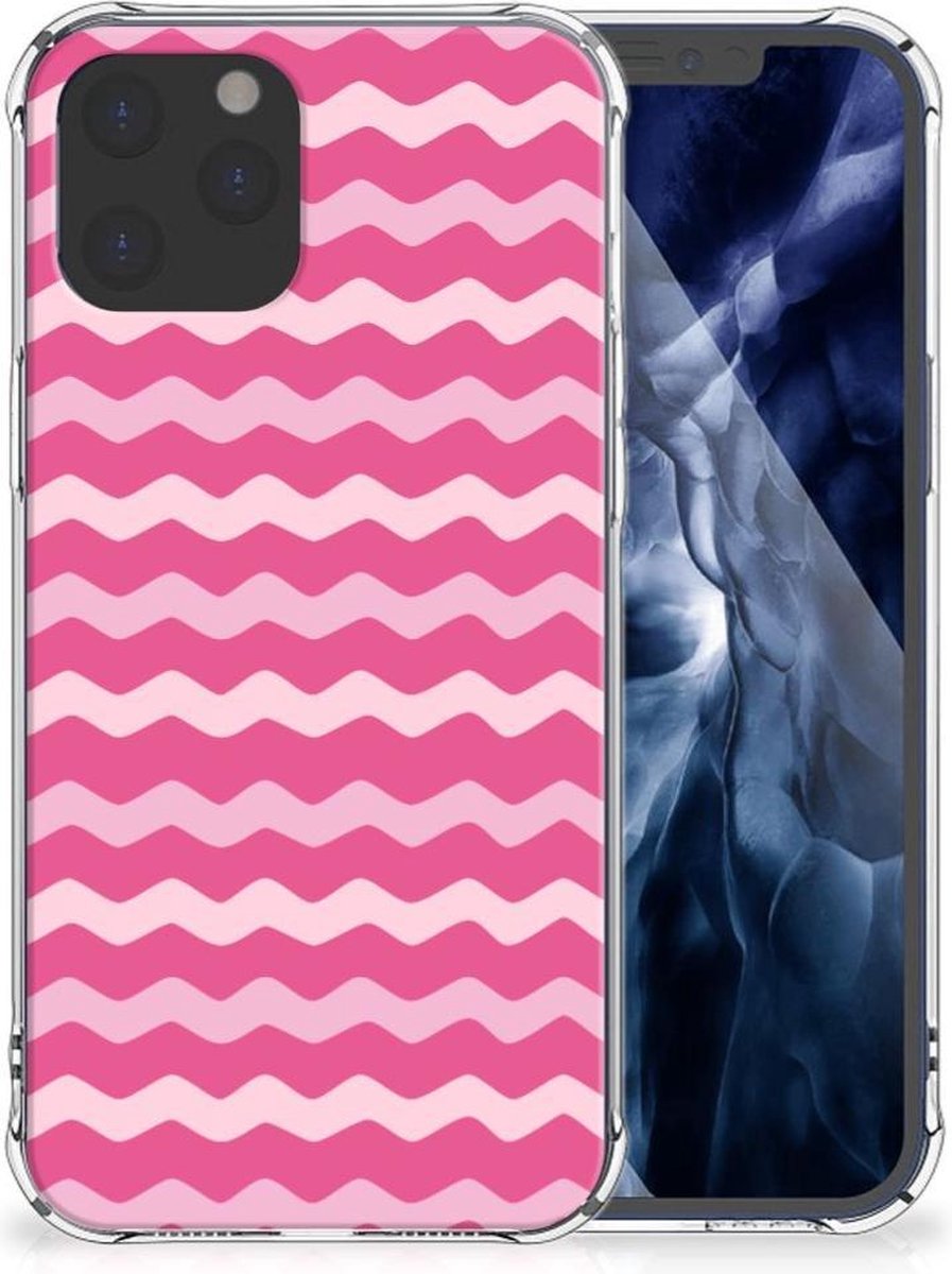 Back Cover voor iPhone 12 Pro Max Doorzichtige Silicone Hoesje Waves Pink