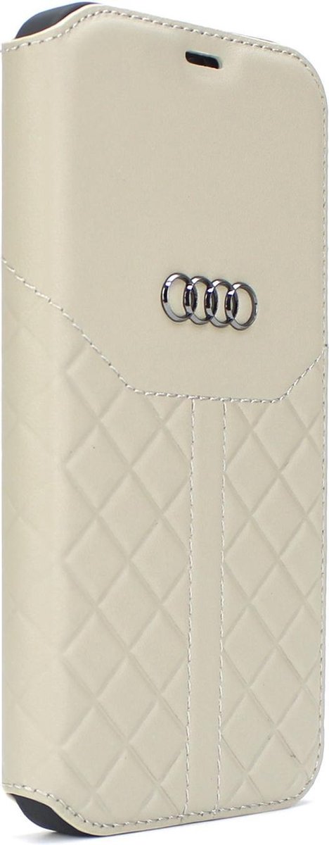 Audi hoesje - Beige - iPhone 12 - 12 Pro - Book Case - Q8 Serie - Genuine Leather