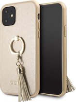 Guess Saffiano Ring Hard Back Cover - Apple iPhone 12 Pro Max (6.7") - Goud