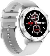 Belesy® LOVE - Smartwatch Dames - Smartwatch Heren - Horloge - Stappenteller - Full Circle – Diverse Wijzerplaten - Bloeddruk - Mutli sport - Zilver - Siliconen - Grijs