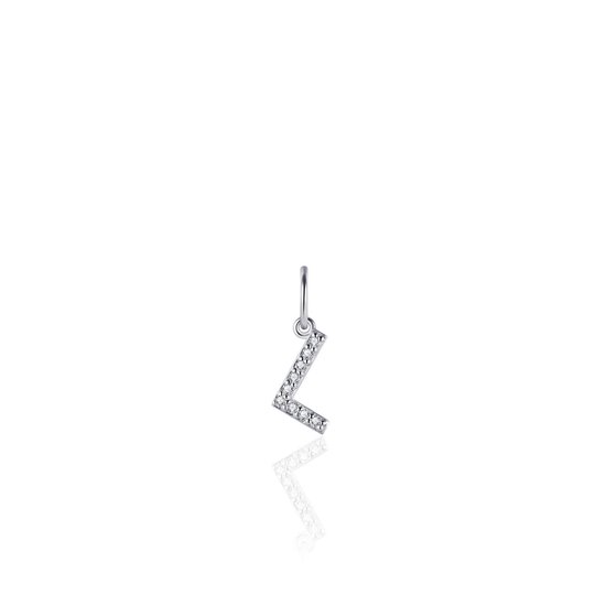 Gisser Jewels - Hanger excl. Collier - Letter L met Zirkonia - 8mm - Gerhodineerd Zilver 925 - P1080/L - Sieraad - Dames - Wit - 925 Zilver