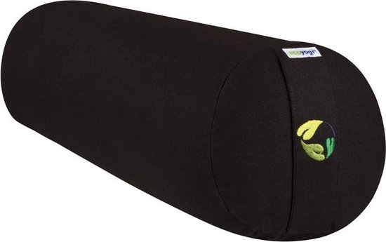 Yoga Bolster Rond - Ecoyogi – 60 x 20 cm – 3,9 kg - Zwart – Eco katoen - GOTS gecertificeerd - Yoga rol