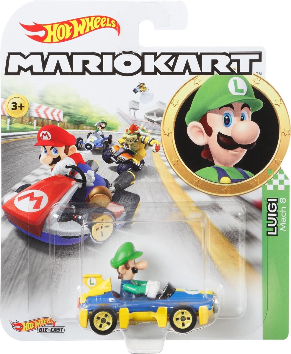 Bol.com Hot Wheels Mario Kart Replica Diecast Luigi, Mach 8 aanbieding