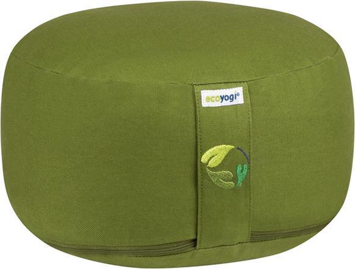 Bol.com Meditatiekussen Ecoyogi Groen Standaardmaat 15 cm x 30 cm (Hoogte x Diameter) – Wasbare Buitenhoes – Aanpasbare Boekweit... aanbieding